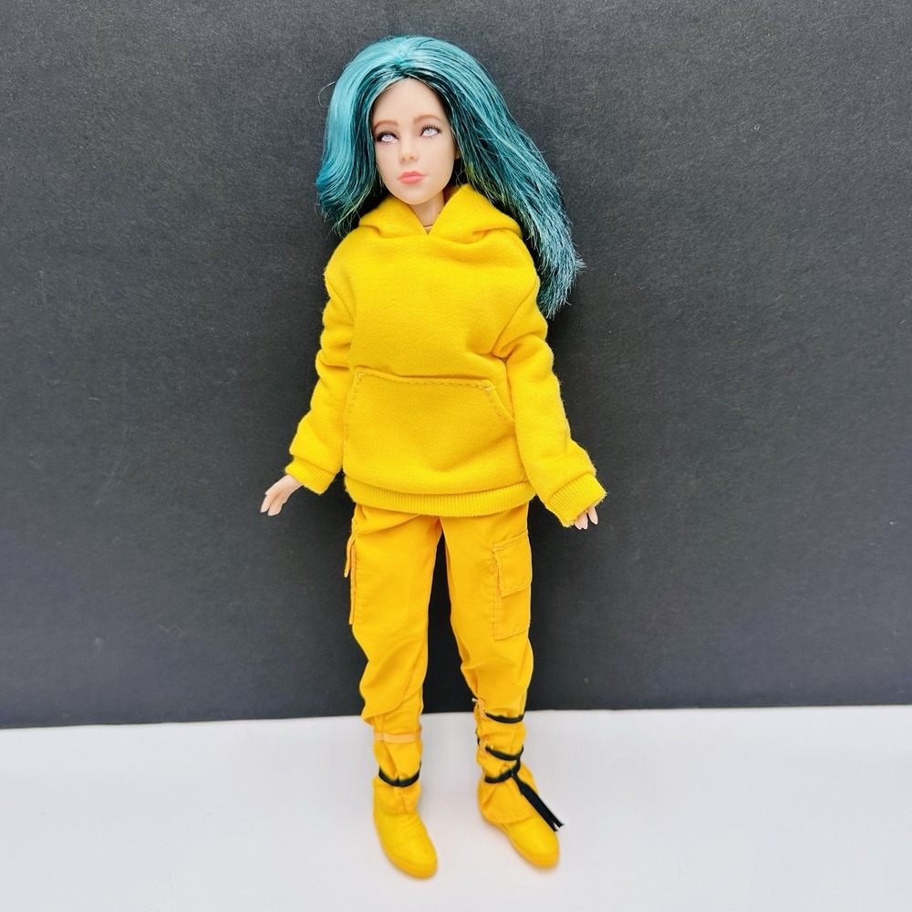 Billie Eilish Playmates LASH Music 2020 Doll Yellow Hoodie Outfit Boots No Stand